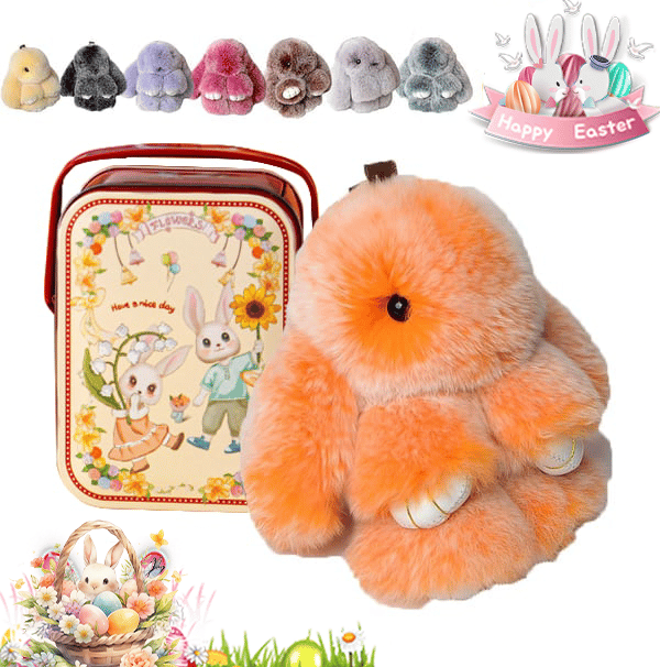 🐰Easter Cute Bunny Plush Keychain - Includes gift box, 🎁Easter Sweet Surprise
