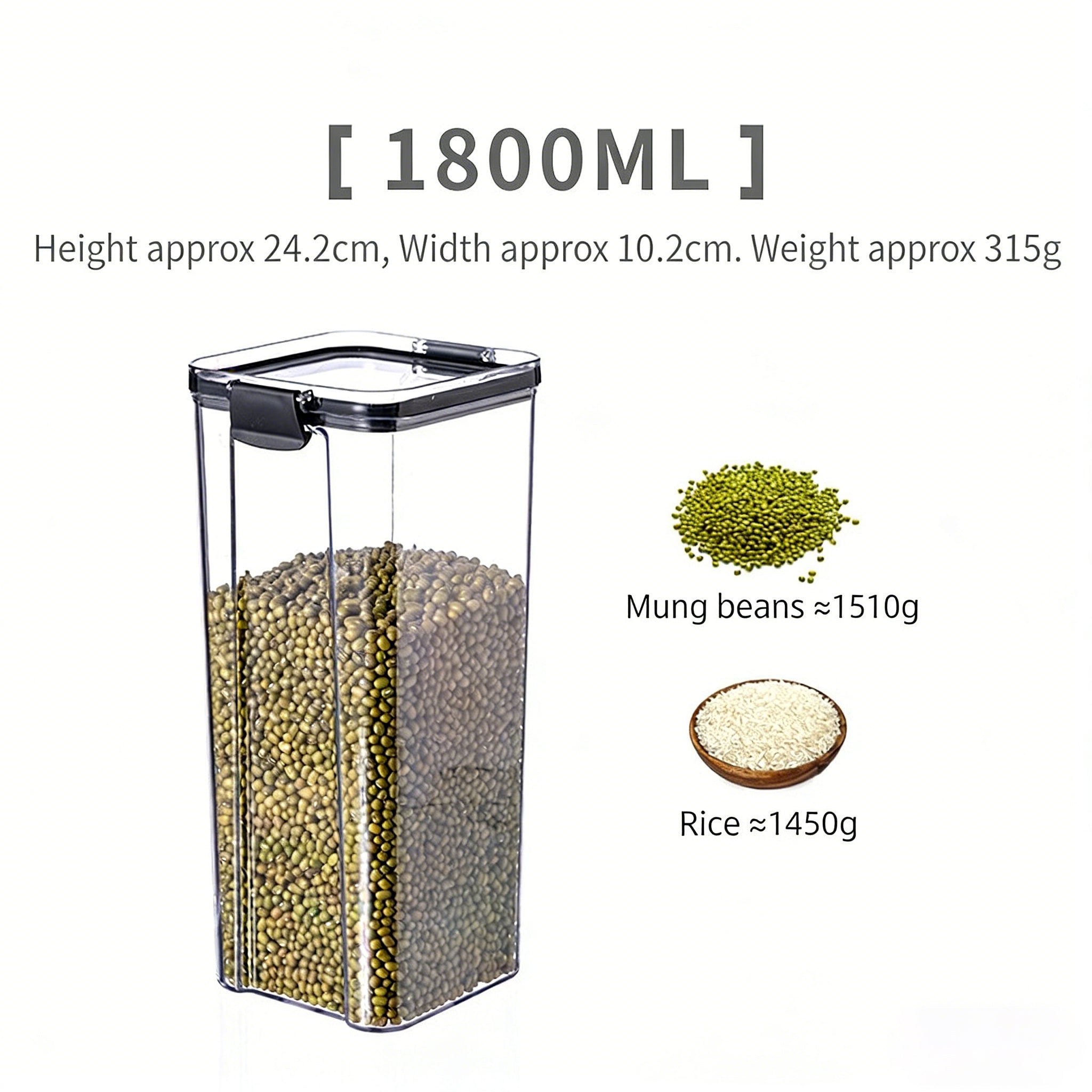 Clear Airtight Food Storage Container Stackable Kitchen Organization Box