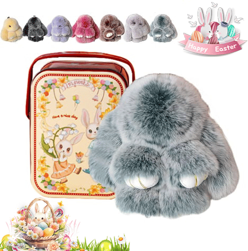 🐰Easter Cute Bunny Plush Keychain - Includes gift box, 🎁Easter Sweet Surprise