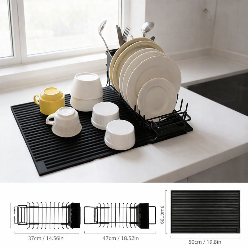 Multi-Function Silicone Dish Drying Mat with Detachable Rack