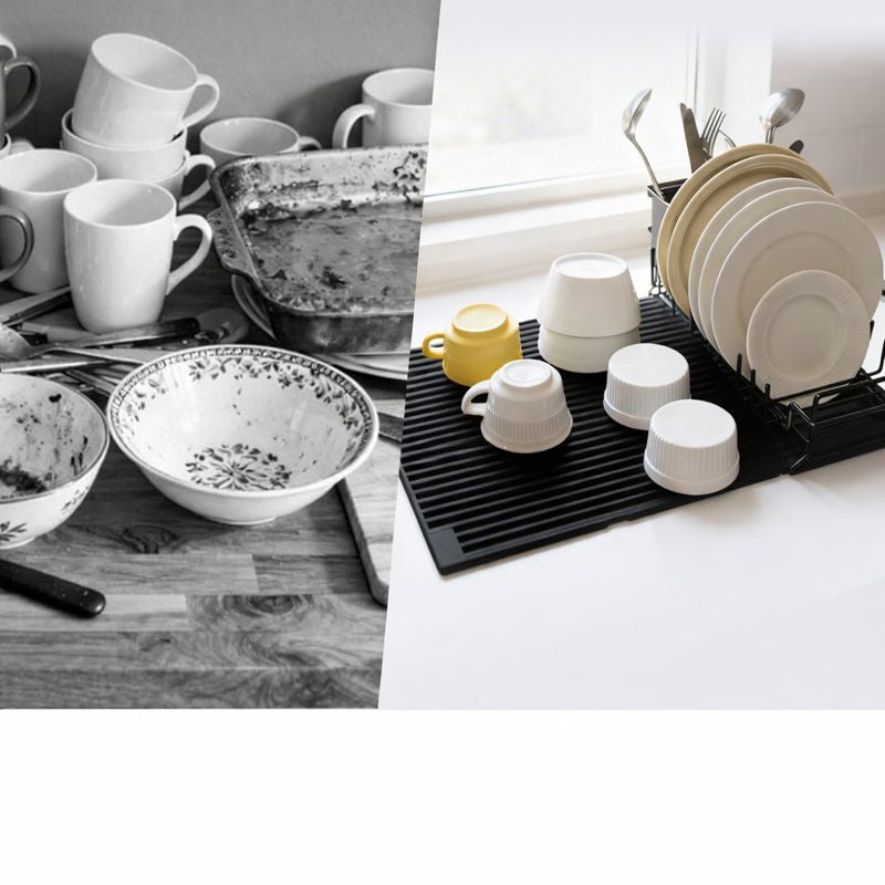 Multi-Function Silicone Dish Drying Mat with Detachable Rack