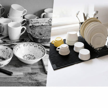 Multi-Function Silicone Dish Drying Mat with Detachable Rack