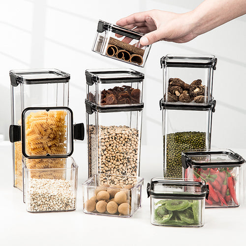 Clear Airtight Food Storage Container Stackable Kitchen Organization Box