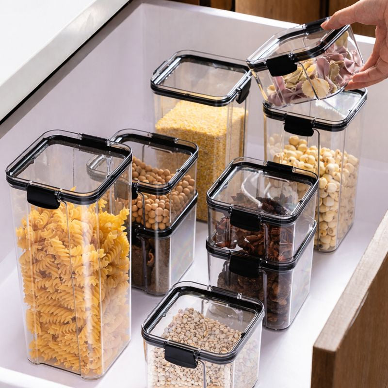 Clear Airtight Food Storage Container Stackable Kitchen Organization Box