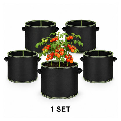 🌱 5-Pack 5 Gallon Grow Bags – Heavy Duty Aeration Fabric Pots with Handles for Vegetables, Flowers & Fruits 🪴